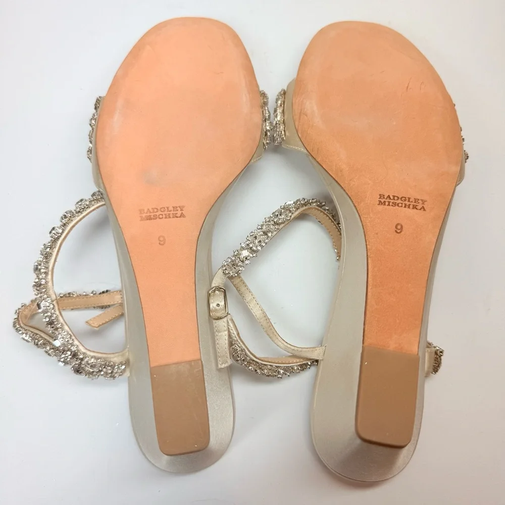Badgley Mischka Women's Blakely Embellished Wedge Sandals Size 9‎